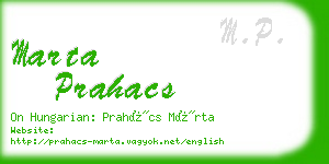 marta prahacs business card